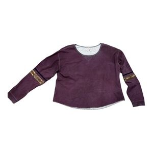 Free People Purple Pullover Beaded sleeve Casual Sweatshirt Size M